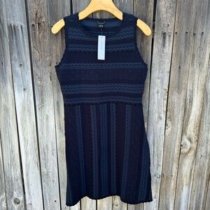 NWT Ann Taylor Sleeveless Bandage Dress Black Blue M